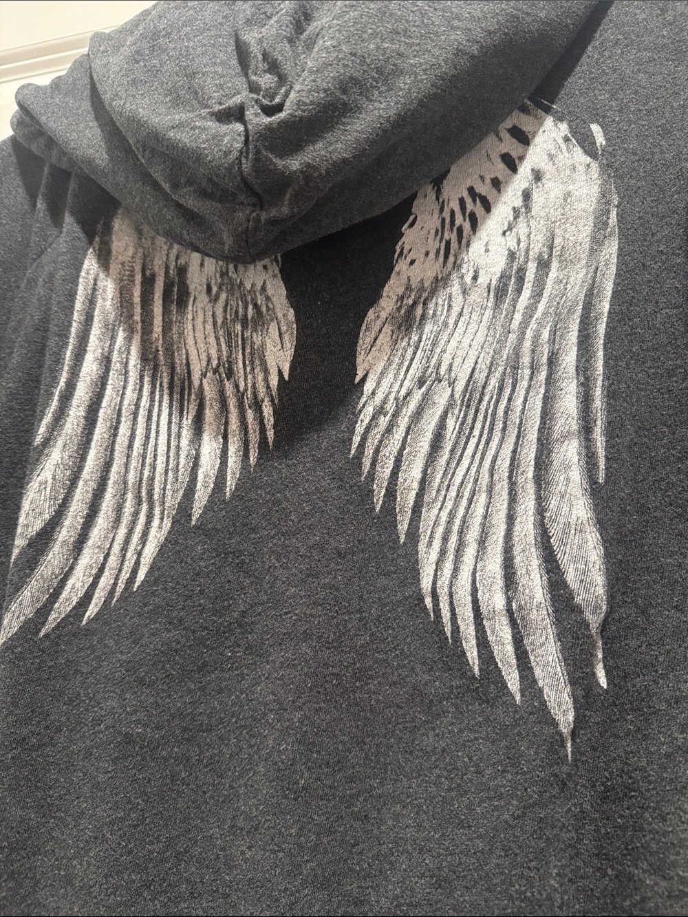 torrid Charcoal Gray Hoodie with White Angel Wing Graphic - Picture 2 of 4